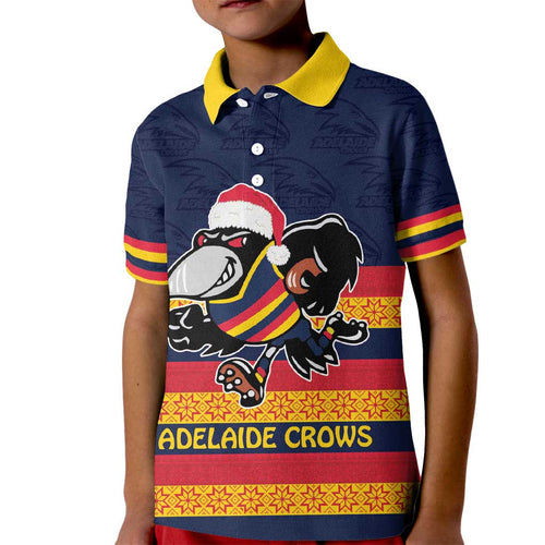 AFL Adelaide Christmas Personalised Kid Polo Shirt with Crows Mascot