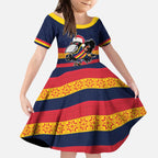 AFL Adelaide Christmas Personalised Kid Short Sleeve Dress with Crows Mascot