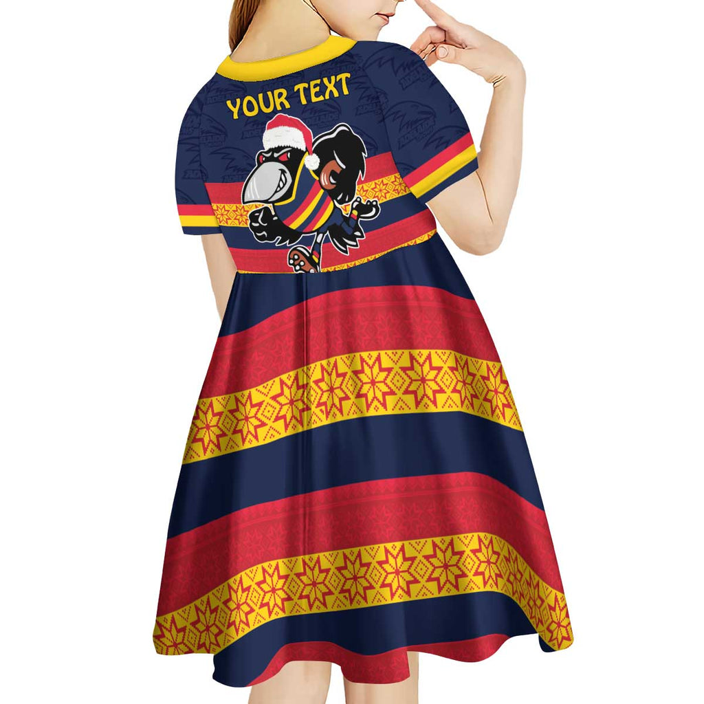 AFL Adelaide Christmas Personalised Kid Short Sleeve Dress with Crows Mascot
