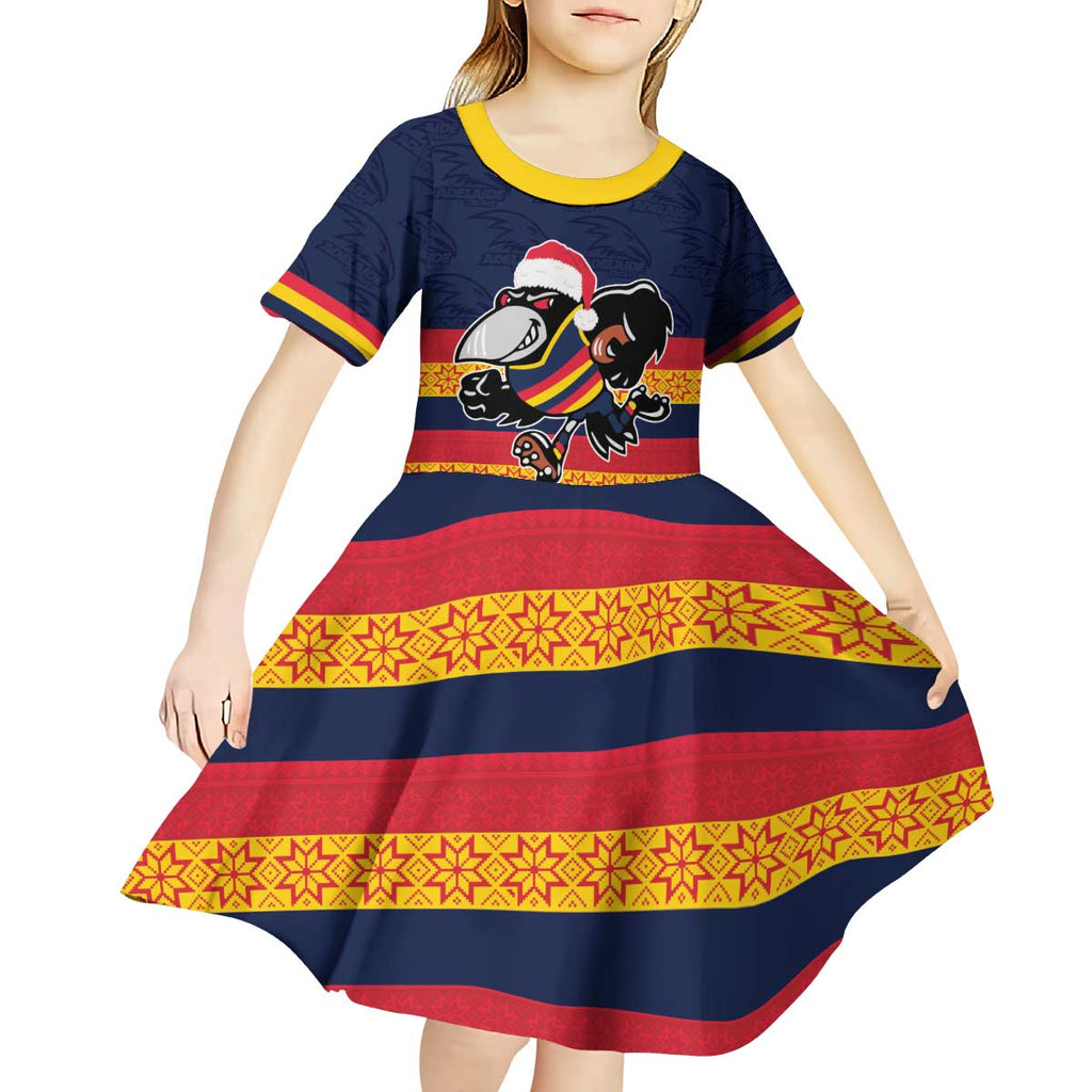 AFL Adelaide Christmas Personalised Kid Short Sleeve Dress with Crows Mascot
