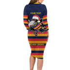 AFL Adelaide Christmas Personalised Long Sleeve Bodycon Dress with Crows Mascot