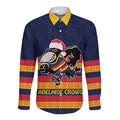 AFL Adelaide Christmas Personalised Long Sleeve Button Shirt with Crows Mascot