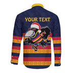 AFL Adelaide Christmas Personalised Long Sleeve Button Shirt with Crows Mascot