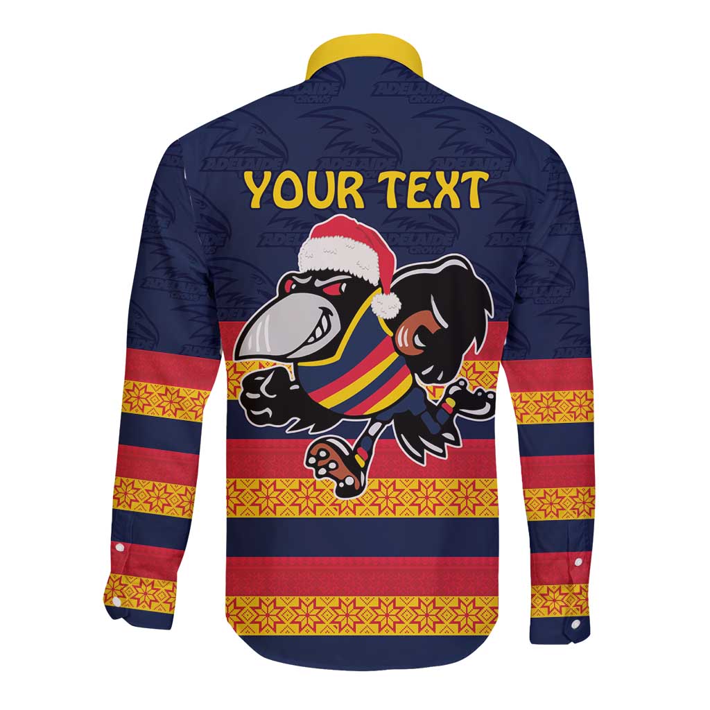 AFL Adelaide Christmas Personalised Long Sleeve Button Shirt with Crows Mascot