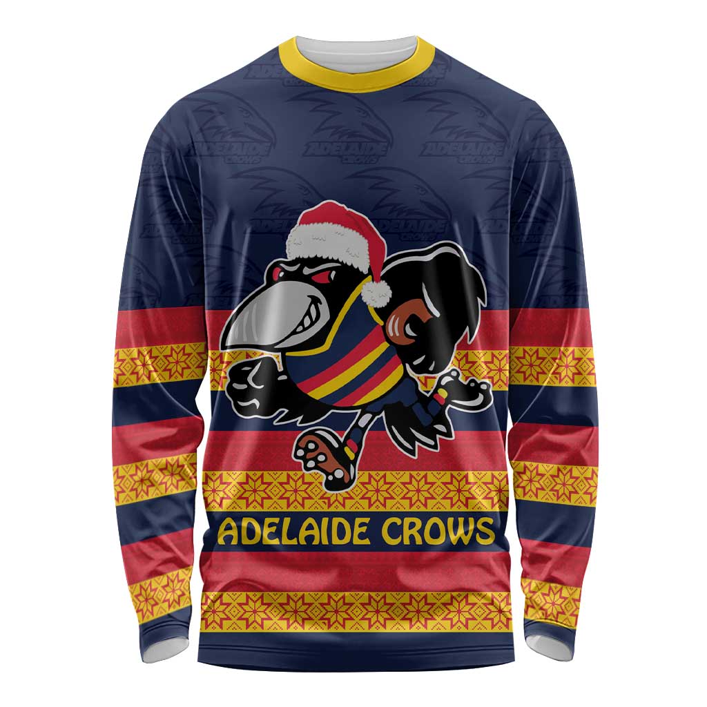 AFL Adelaide Christmas Personalised Long Sleeve Shirt with Crows Mascot