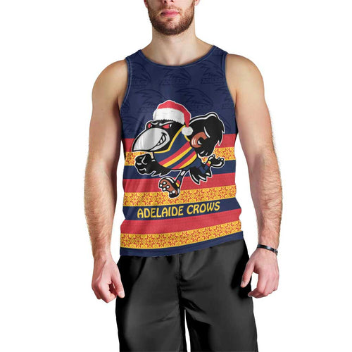 AFL Adelaide Christmas Personalised Men Tank Top with Crows Mascot