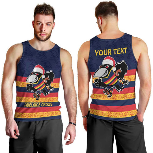 AFL Adelaide Christmas Personalised Men Tank Top with Crows Mascot