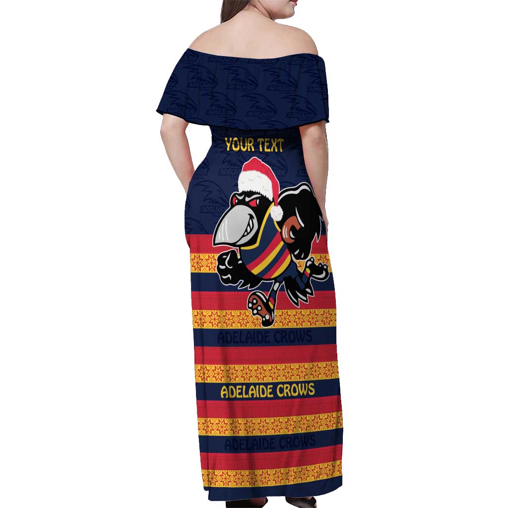 AFL Adelaide Christmas Personalised Off Shoulder Maxi Dress with Crows Mascot