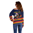 AFL Adelaide Christmas Personalised Off Shoulder Sweater with Crows Mascot