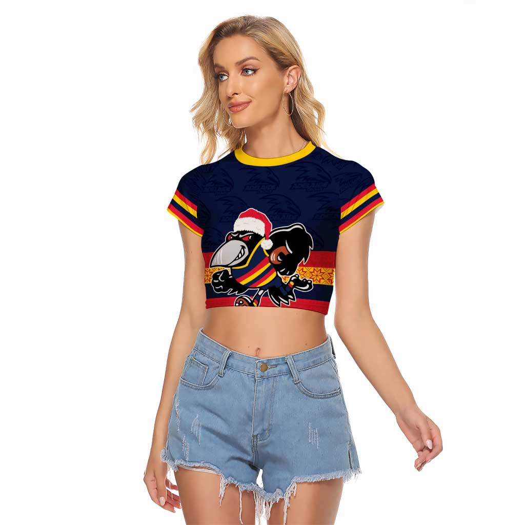AFL Adelaide Christmas Personalised Raglan Cropped T Shirt with Crows Mascot