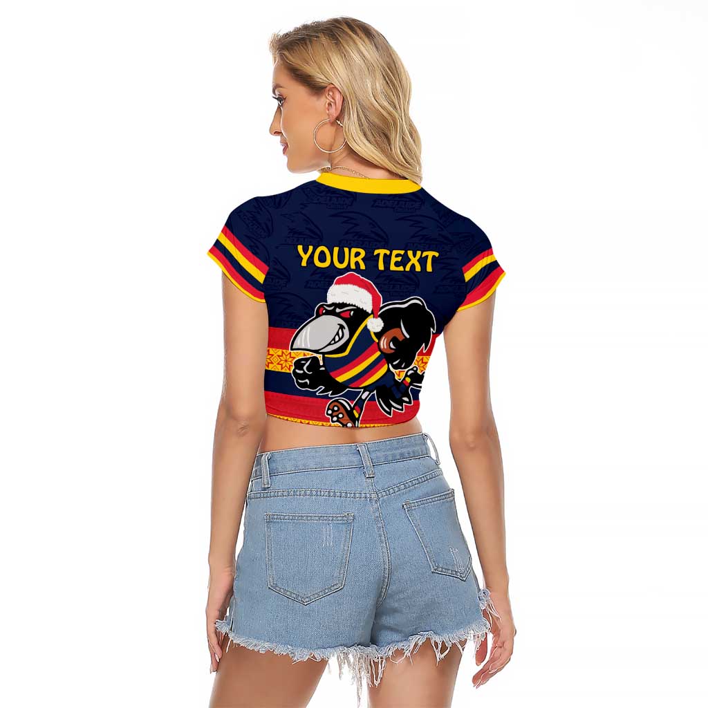 AFL Adelaide Christmas Personalised Raglan Cropped T Shirt with Crows Mascot