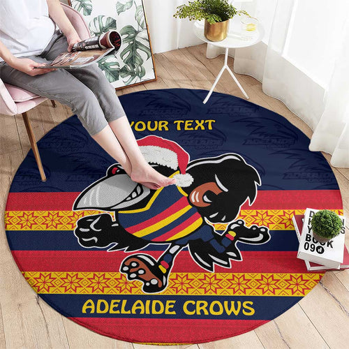AFL Adelaide Christmas Personalised Round Carpet with Crows Mascot