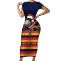 AFL Adelaide Christmas Personalised Short Sleeve Bodycon Dress with Crows Mascot