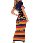 AFL Adelaide Christmas Personalised Short Sleeve Bodycon Dress with Crows Mascot