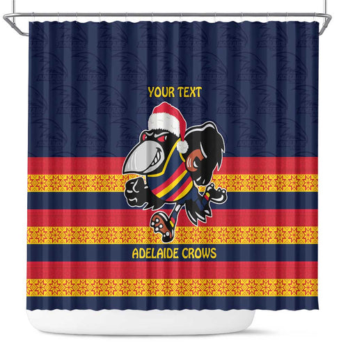 AFL Adelaide Christmas Personalised Shower Curtain with Crows Mascot
