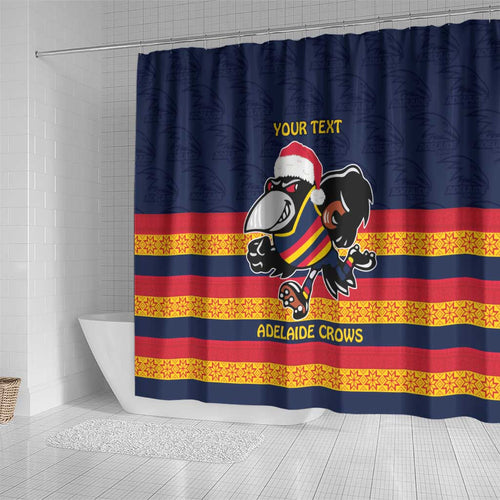 AFL Adelaide Christmas Personalised Shower Curtain with Crows Mascot