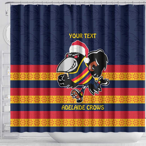 AFL Adelaide Christmas Personalised Shower Curtain with Crows Mascot