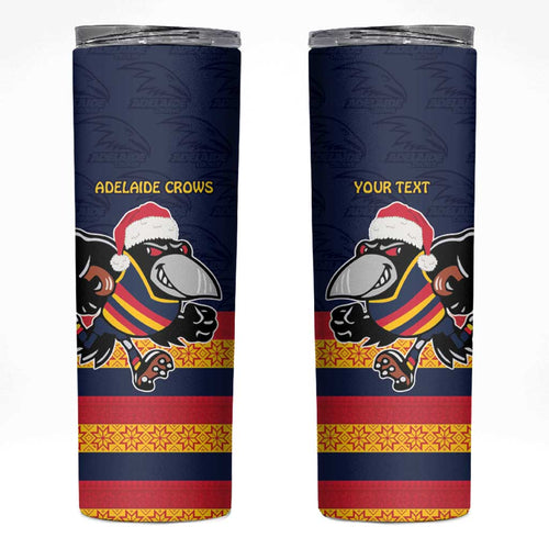 AFL Adelaide Christmas Personalised Skinny Tumbler with Crows Mascot