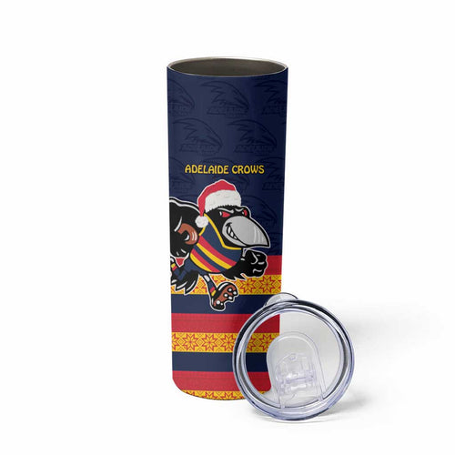 AFL Adelaide Christmas Personalised Skinny Tumbler with Crows Mascot