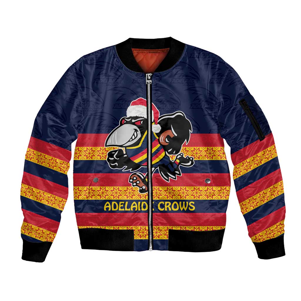 AFL Adelaide Christmas Personalised Sleeve Zip Bomber Jacket with Crows Mascot