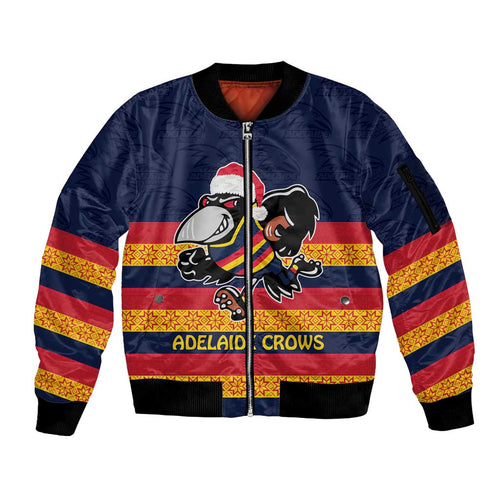 AFL Adelaide Christmas Personalised Sleeve Zip Bomber Jacket with Crows Mascot