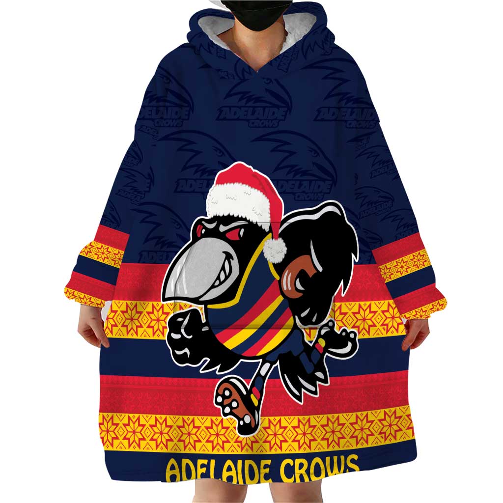 AFL Adelaide Christmas Personalised Wearable Blanket Hoodie with Crows Mascot