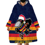 AFL Adelaide Christmas Personalised Wearable Blanket Hoodie with Crows Mascot