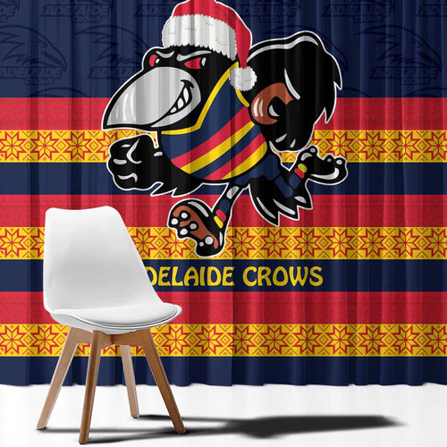 AFL Adelaide Christmas Personalised Window Curtain with Crows Mascot