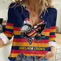 AFL Adelaide Christmas Personalised Women Casual Shirt with Crows Mascot