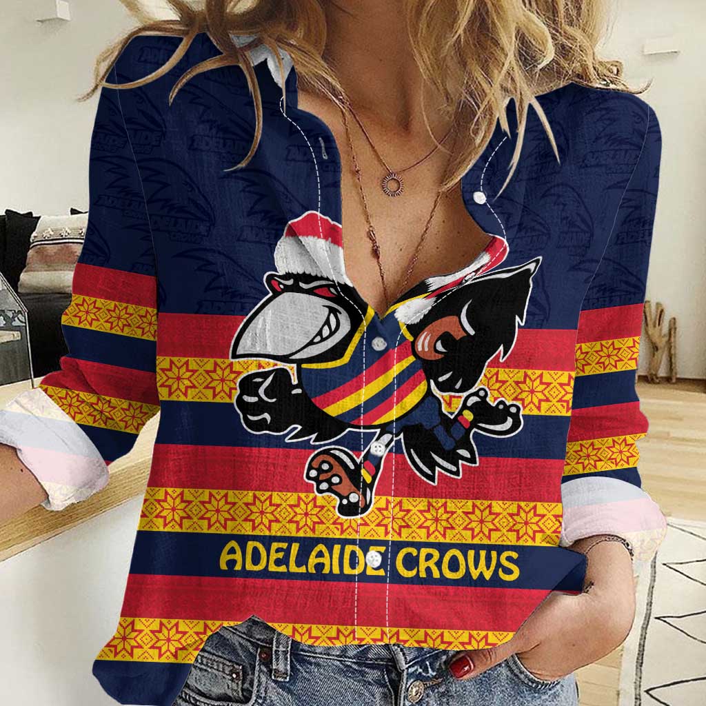AFL Adelaide Christmas Personalised Women Casual Shirt with Crows Mascot
