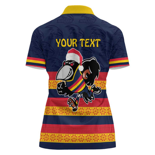 AFL Adelaide Christmas Personalised Women Polo Shirt with Crows Mascot