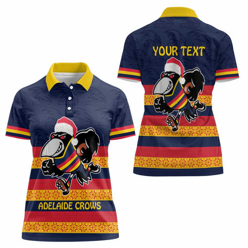 AFL Adelaide Christmas Personalised Women Polo Shirt with Crows Mascot