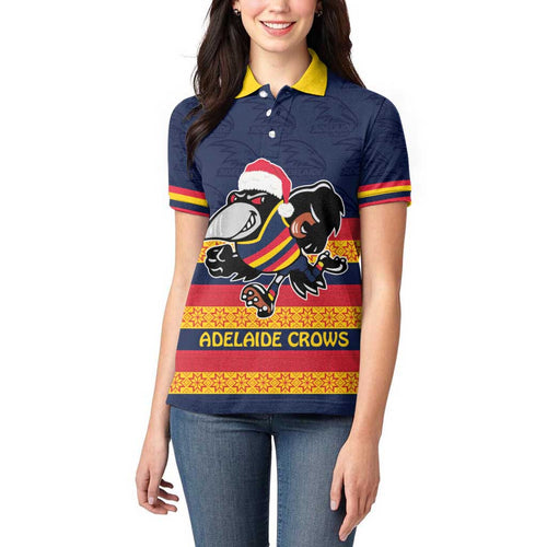 AFL Adelaide Christmas Personalised Women Polo Shirt with Crows Mascot