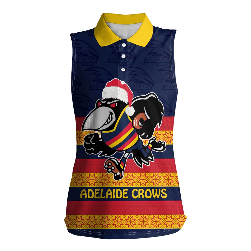 AFL Adelaide Christmas Personalised Women Sleeveless Polo Shirt with Crows Mascot