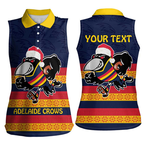 AFL Adelaide Christmas Personalised Women Sleeveless Polo Shirt with Crows Mascot