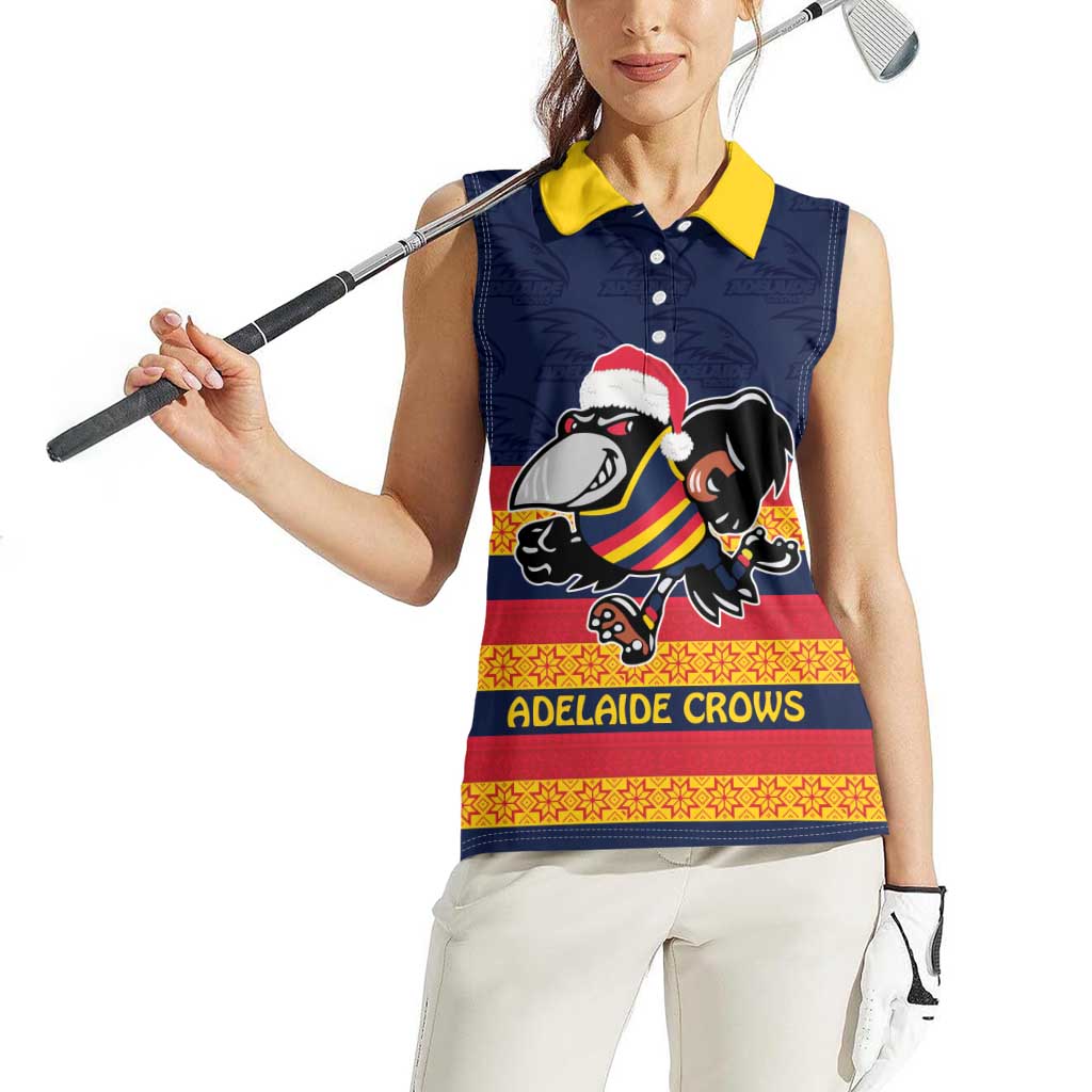 AFL Adelaide Christmas Personalised Women Sleeveless Polo Shirt with Crows Mascot