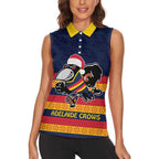 AFL Adelaide Christmas Personalised Women Sleeveless Polo Shirt with Crows Mascot
