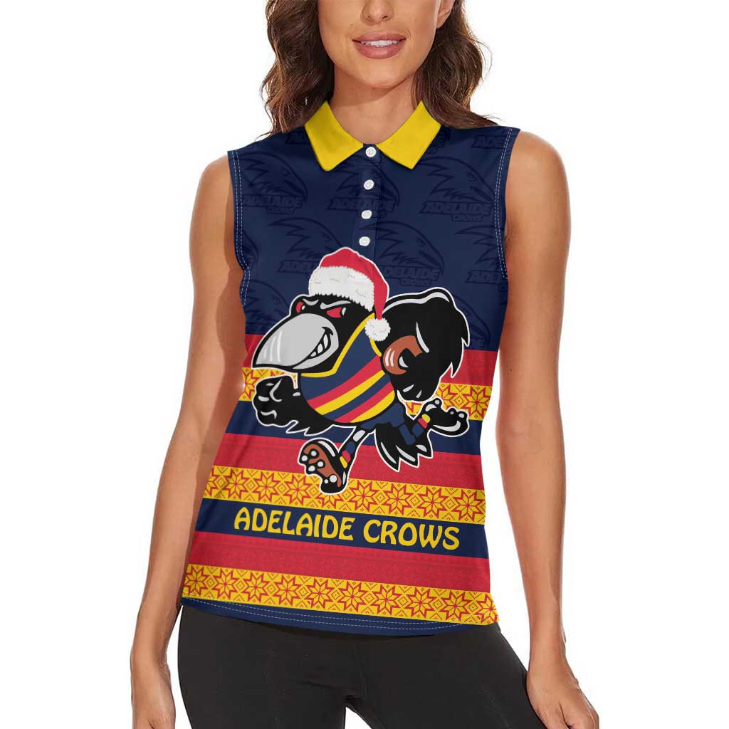 AFL Adelaide Christmas Personalised Women Sleeveless Polo Shirt with Crows Mascot