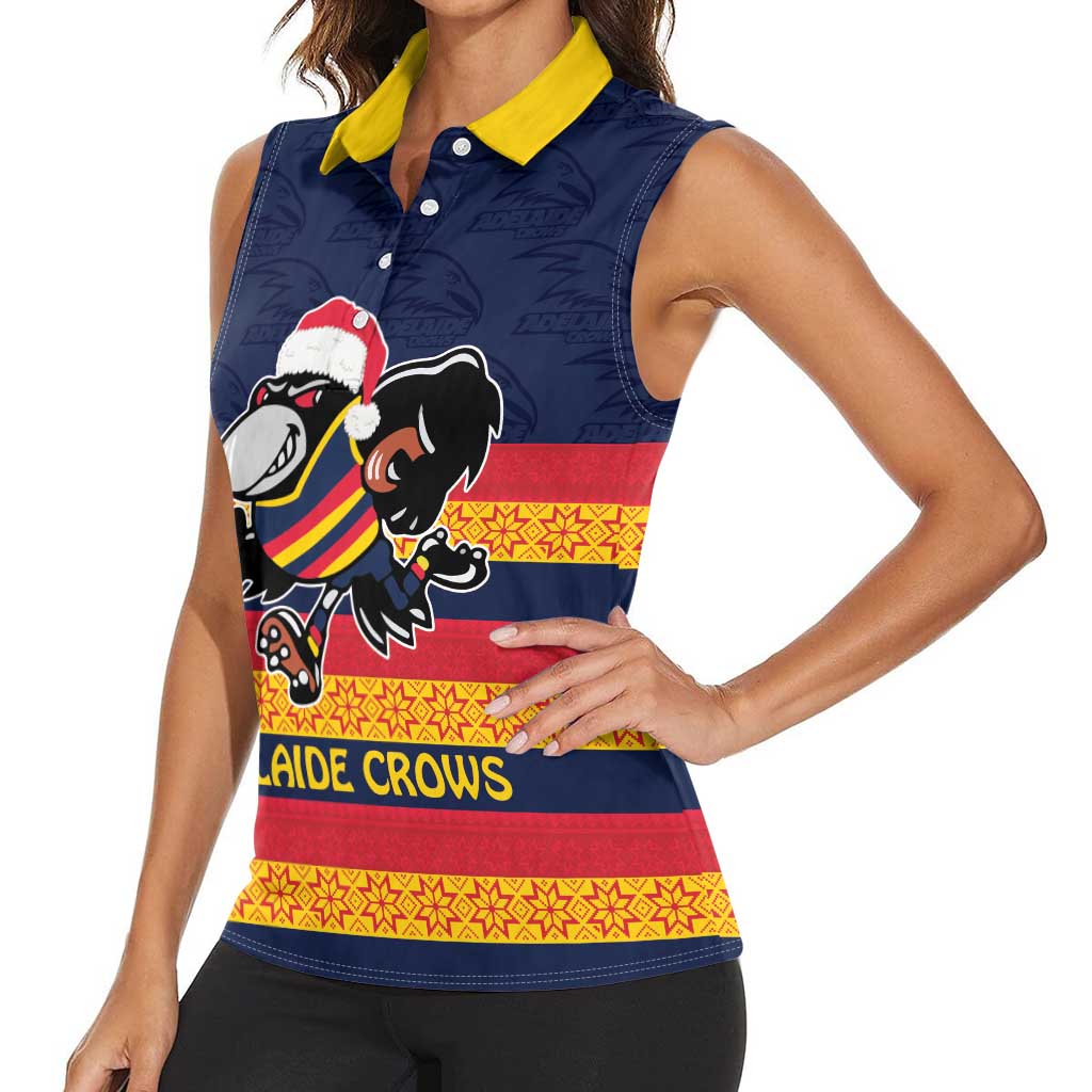AFL Adelaide Christmas Personalised Women Sleeveless Polo Shirt with Crows Mascot
