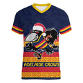 AFL Adelaide Christmas Personalised Women V-Neck T-Shirt with Crows Mascot