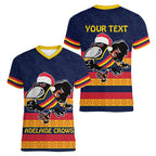 AFL Adelaide Christmas Personalised Women V-Neck T-Shirt with Crows Mascot