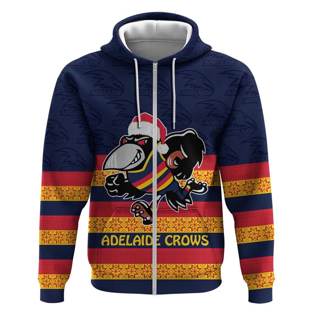 AFL Adelaide Christmas Personalised Zip Hoodie with Crows Mascot