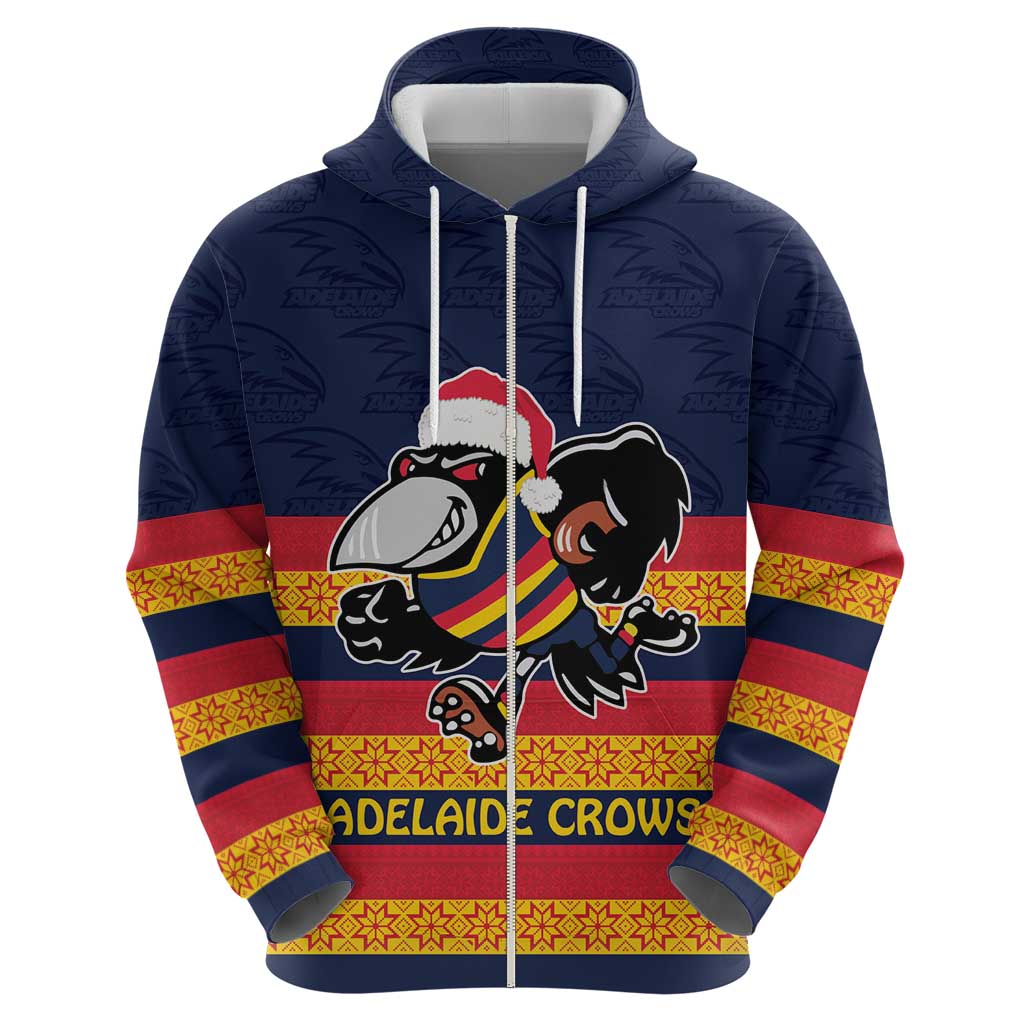 AFL Adelaide Christmas Personalised Zip Hoodie with Crows Mascot
