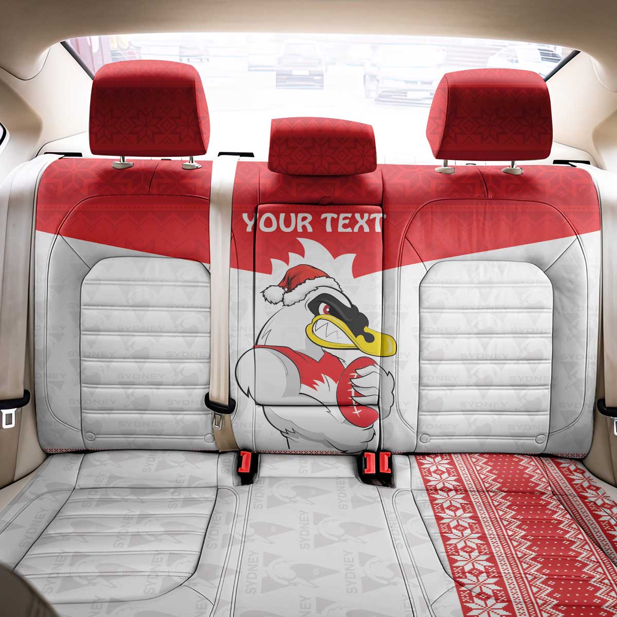 AFL Sydney Christmas Personalised Back Car Seat Cover with Swans Mascot Simple Style