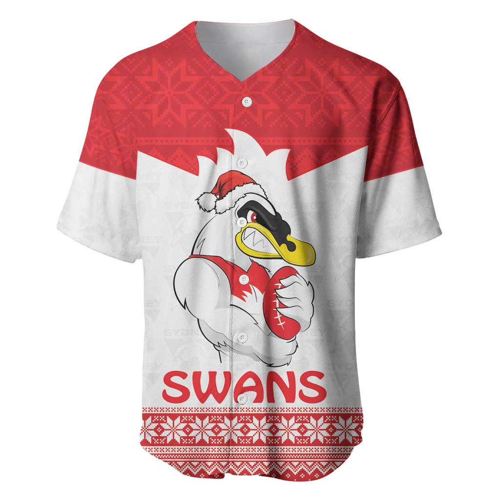 AFL Sydney Christmas Personalised Baseball Jersey with Swans Mascot Simple Style