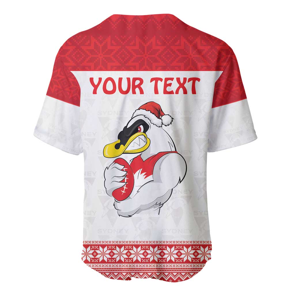 AFL Sydney Christmas Personalised Baseball Jersey with Swans Mascot Simple Style