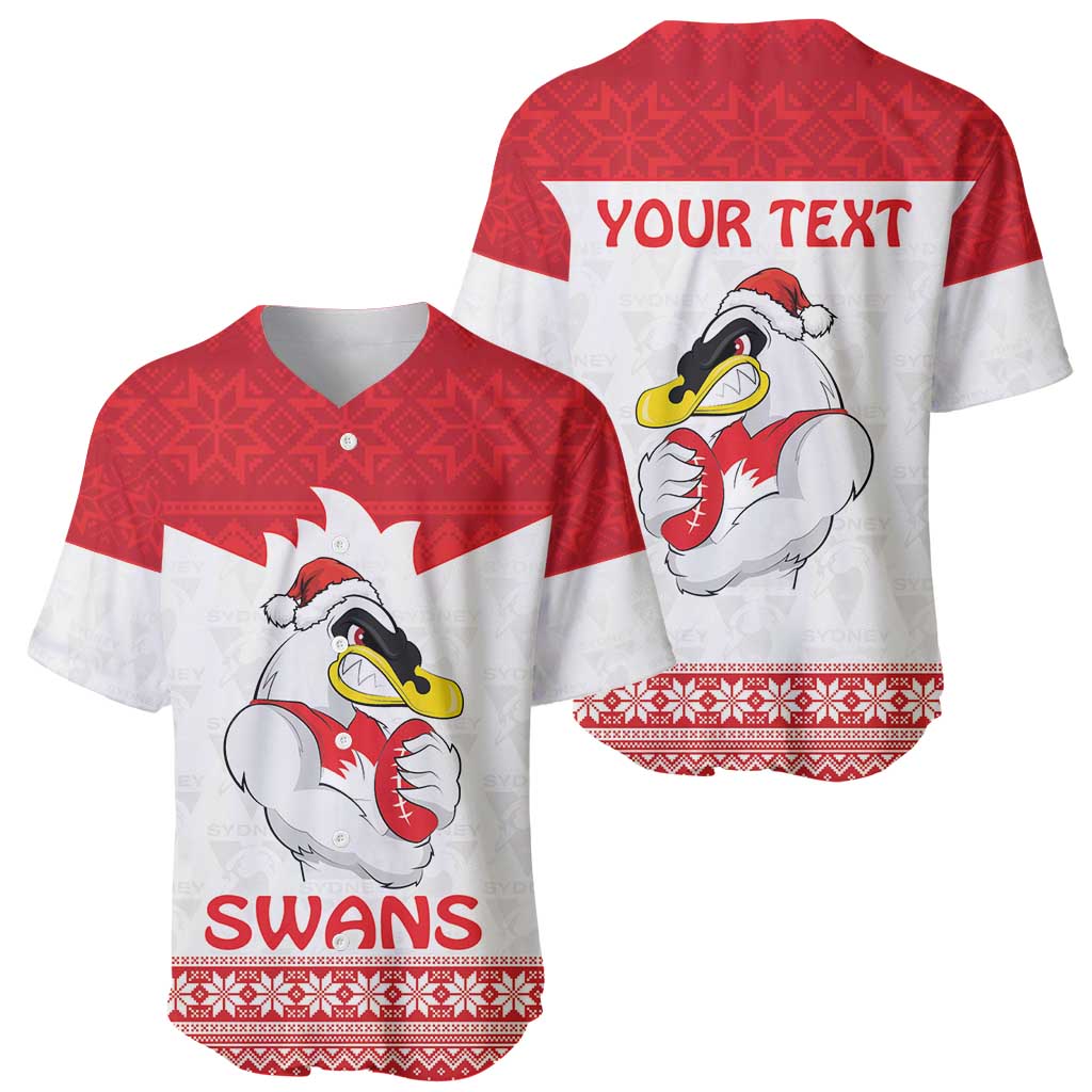 AFL Sydney Christmas Personalised Baseball Jersey with Swans Mascot Simple Style