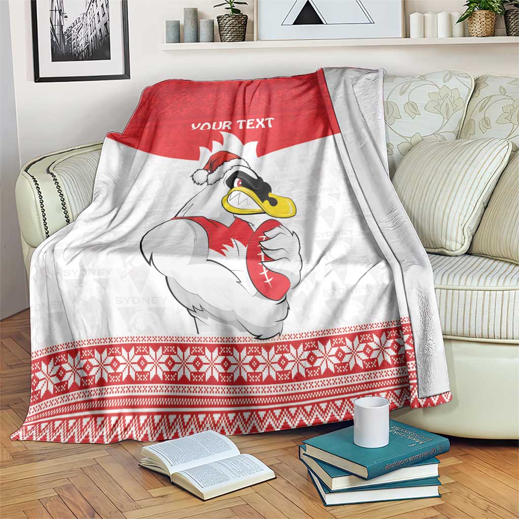 AFL Sydney Christmas Personalised Blanket with Swans Mascot Simple Style