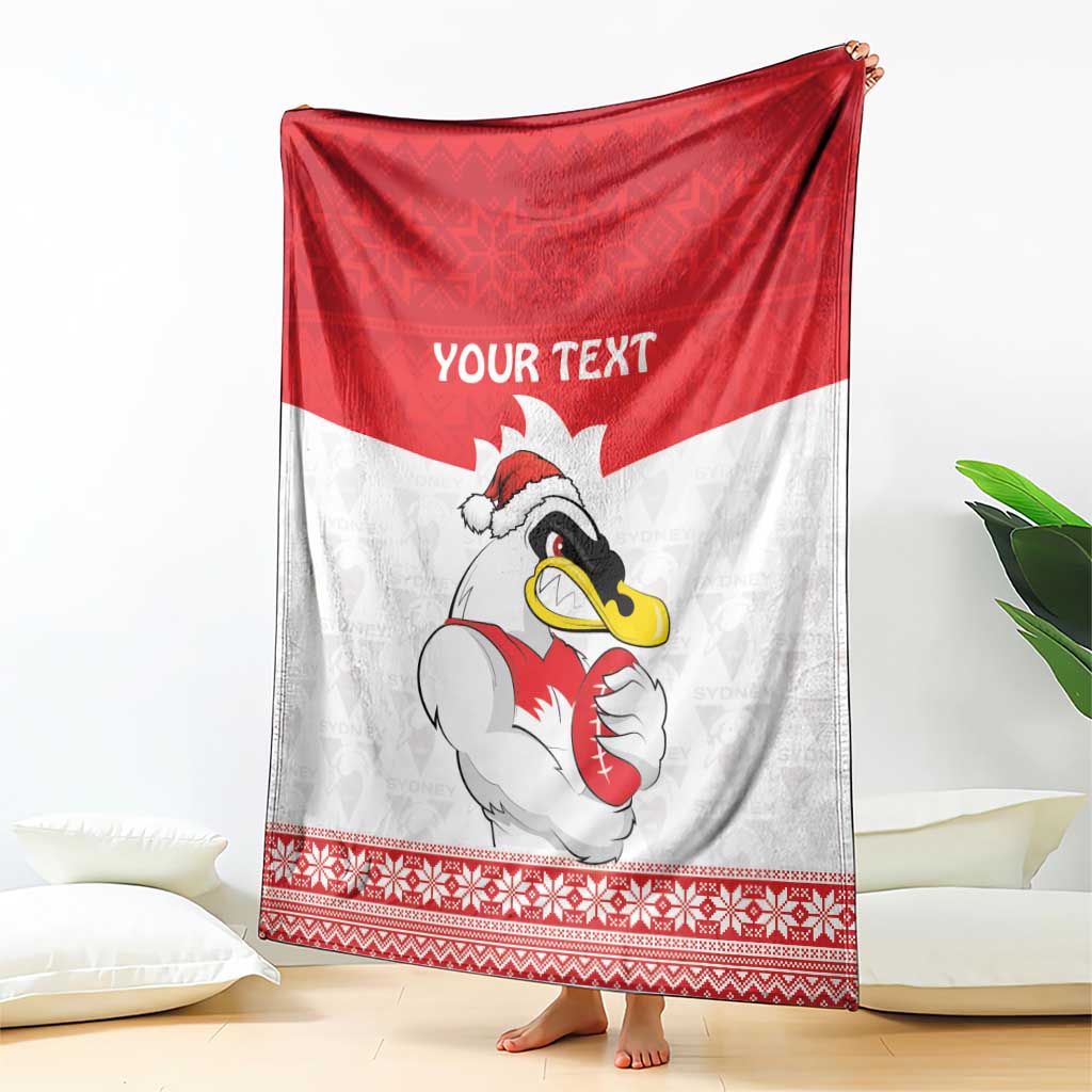 AFL Sydney Christmas Personalised Blanket with Swans Mascot Simple Style