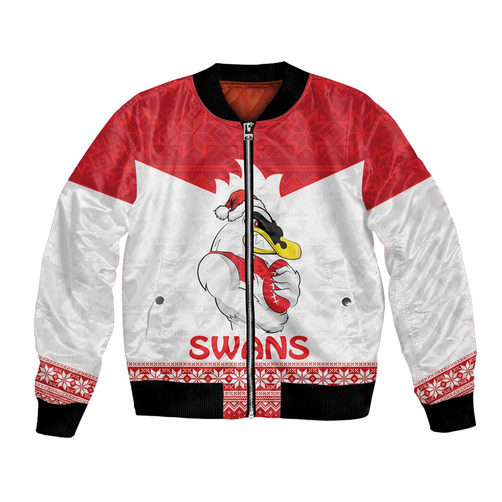 AFL Sydney Christmas Personalised Bomber Jacket with Swans Mascot Simple Style